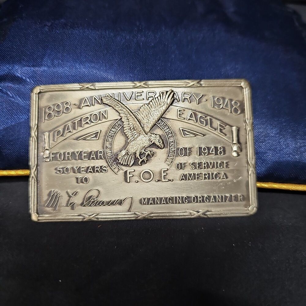 1898 - 1948 50 YEAR F.O.E. EAGLES FRATERNAL AMERICA SERVICE AWARD PLAQUE SMALL